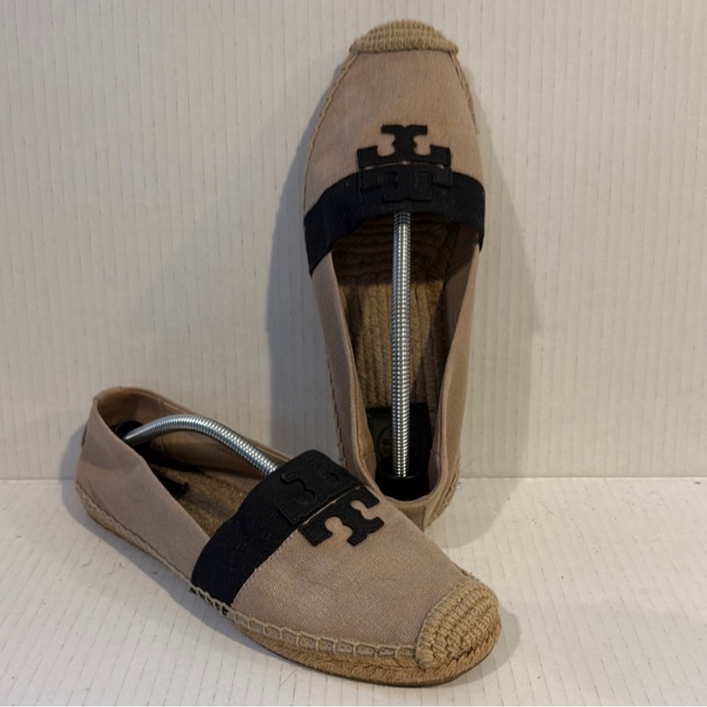 Tory Burch Black and Tan Espadrilles